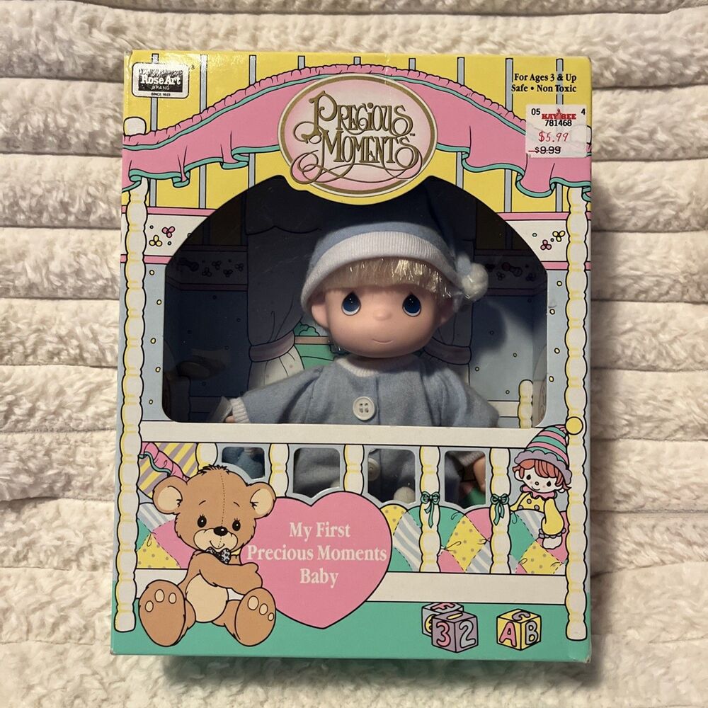My First Precious Moments Baby Boy 1992 Rose Art 6 inch Vinyl Doll